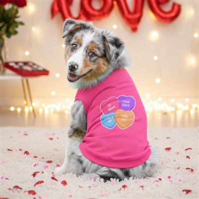 Conversation Hearts Dog Shirt - Raspberry Sorbet