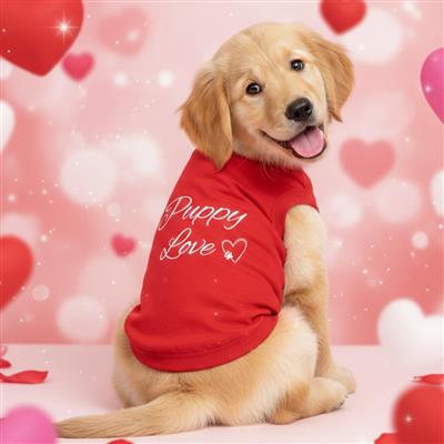 Puppy Love Dog Shirt - Flame Scarlet Red