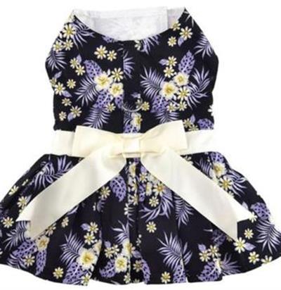 Purple Twilight Hawaiian Dog Dress with Matching Leash