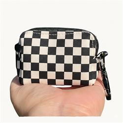 PRE-ORDER Mod Squad | Black & White Checkerboard Dog Poop Bag Holder | Recycled Neoprene