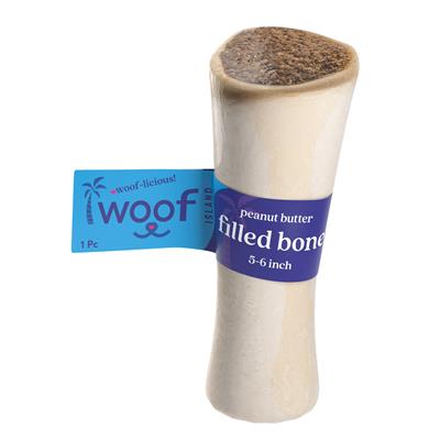 5-6" Peanut Butter Filled Bone - Beef Shin Dog Chew - Long Lasting Dental Treat