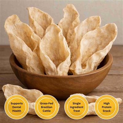 Natural Cow Ears Dog Chews — Bag of 15 (15 Count) — Bulk Wholesale for Pet Stores — Single-Ingredient Treat