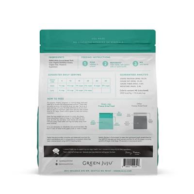 Green Juju Dog & Cat Freeze-Dried Grain Free Raw Limited Ingredient Diet Rabbit With Duck Liver 14oz.