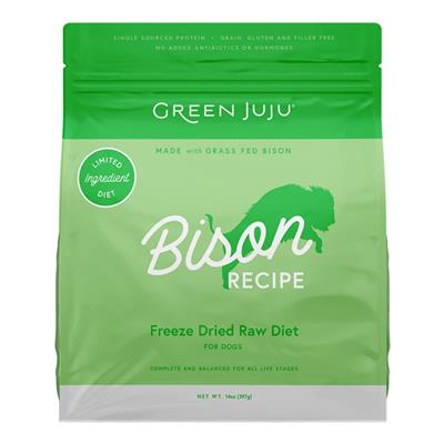 Green Juju Dog & Cat Freeze-Dried Raw Grain Free Limited Ingredient Diet Bison 14oz.