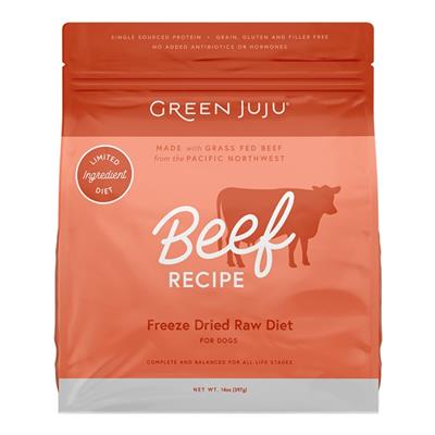 Green Juju Dog & Cat Freeze-Dried Raw Grain Free Limited Ingredient Diet Beef 14oz.