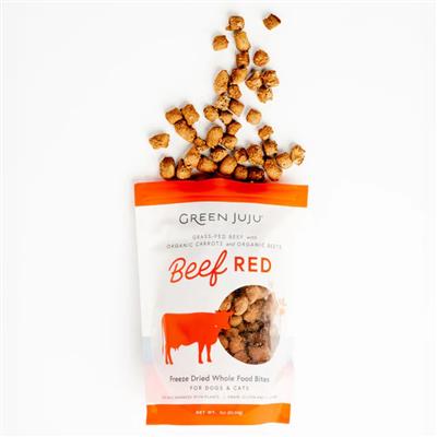 Green Juju Dog & Cat Freeze-Dried Grain Free Whole Food Bite Beef Red Toppers 3oz.