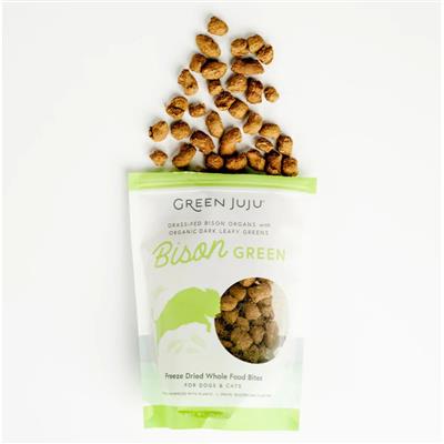 Green Juju Dog & Cat Freeze-Dried Grain Free Whole Food Bite Bison Green Toppers 6oz.