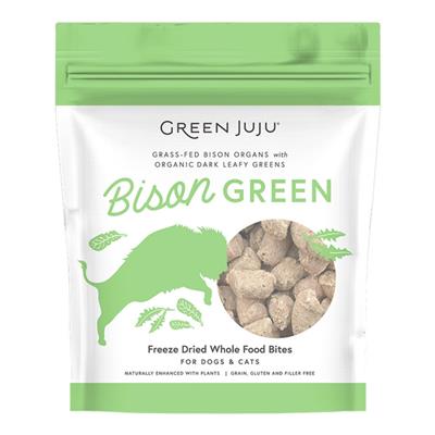 Green Juju Dog & Cat Freeze-Dried Grain Free Whole Food Bite Bison Green Toppers 6oz.