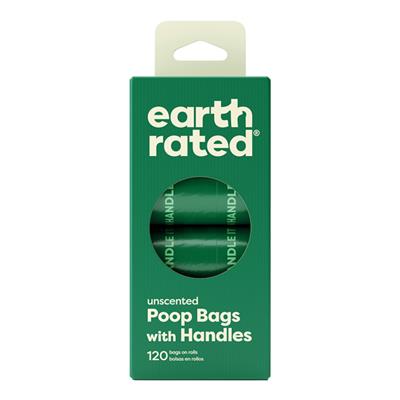 Earth Rated Dog Unscented Poop Bags With Handles Refill Rolls - 120 Count