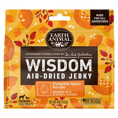 Earth Animal Dog Wisdom Air - Dried Jerky Pumpkin Spice Recipe 4oz.