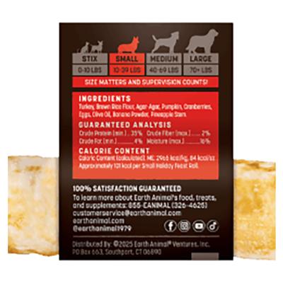 Earth Animal Dog No - Hide Seasonal Collection Holiday Feast Rolls Small - 20 Count