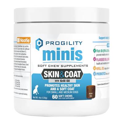 Nootie Dog Progility Skin & Coat With Krill Oil Mini Soft Chew - 60 Count