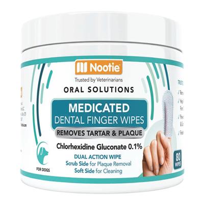 Nootie Dog Medicated Dental Finger Wipes - 80 Count
