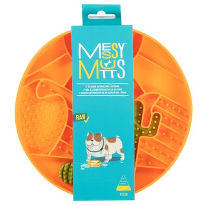 Messy Mutts Dog Silicone Interactive Lick Bowl Desert Pattern Orange