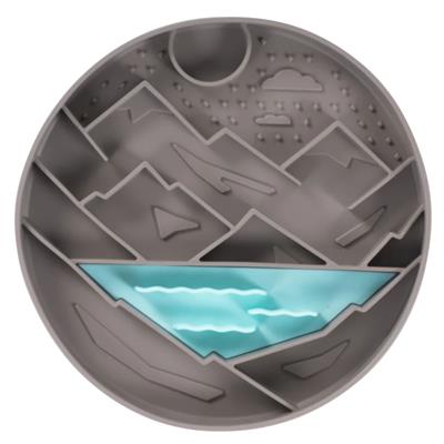 Messy Mutts Dog Silicone Interactive Lick Bowl Mountain Pattern Warm Grey