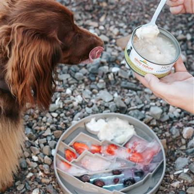 Messy Mutts Dog Silicone Interactive Lick Bowl Mountain Pattern Warm Grey