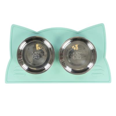 Messy Mutts Cat Silicone Bowl Mat Mint