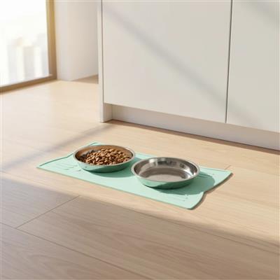 Messy Mutts Cat Silicone Bowl Mat Mint
