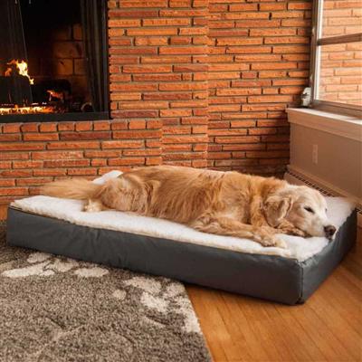 Super Orthopedic Lounge Dog Bed w/ Cream Sherpa