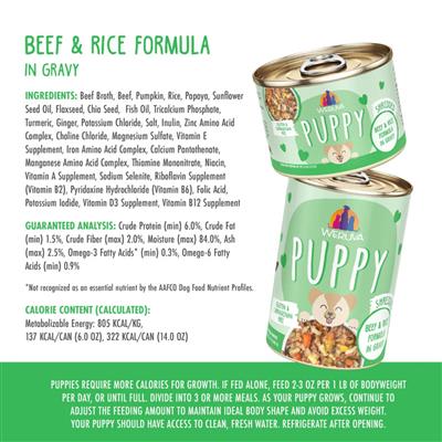 Weruva Dog Puppy Beef & Rice Formula 6oz. - (Case of 8)