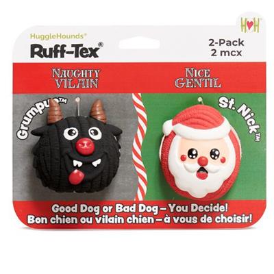 Naughty or Nice: Grumpus & Santa Ruff-Tex Balls, 2 pack