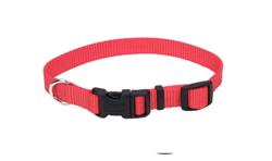 Coastal Adjustable Nylon Dog Collar with Plastic Buckle Red, 1ea/5/8 In X 1014 in