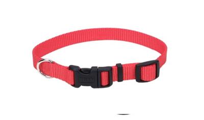 Coastal Adjustable Nylon Dog Collar with Plastic Buckle Red, 1ea/5/8 In X 1014 in