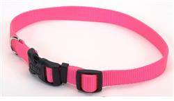 Coastal Adjustable Nylon Dog Collar with Plastic Buckle Neon Pink, 1ea/5/8 In X 1014 in
