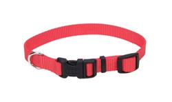 Coastal Adjustable Nylon Dog Collar with Plastic Buckle Red, 1ea/3/4 In X 1420 in