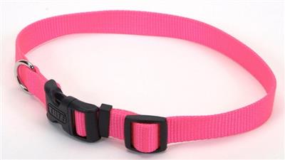 Coastal Adjustable Nylon Dog Collar with Plastic Buckle Neon Pink, 1ea/3/4 In X 1420 in