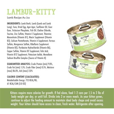 Cats In The Kitchen Cat Grain Free Kitten Lambur - Kitty Lamb Recipe 3oz. (Case of 12)