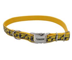 Ribbon Adjustable Nylon Dog Collar with Metal Buckle Yellow, 1ea/5/8 In X 812 in