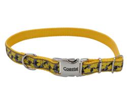 Ribbon Adjustable Nylon Dog Collar with Metal Buckle Yellow, 1ea/5/8 In X 1218 in