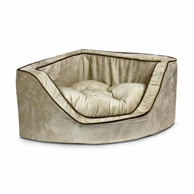 Luxury Overstuffed Corner Dog Bed with Microsuede
