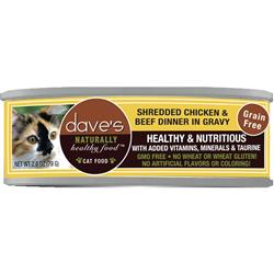Dave's Cat Grain Free Shredded Chicken N Beef 2.8oz. (Case of 24)