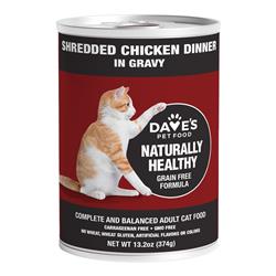 Dave's Pet Food Cat Naturally Healthy Grain Free Shredded Chicken In Gravy 13.2oz. (Case of 12)
