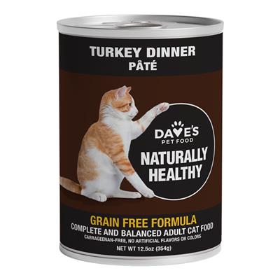 Dave's Naturally Healthy Cat Food; Turkey Formula 12.5oz. (Case of 12)