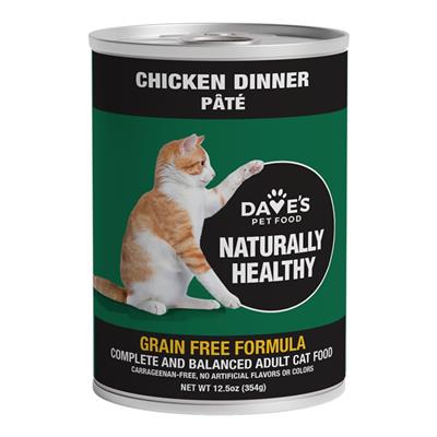 Dave's Naturally Healthy Cat Food; Chicken Formula 12.5oz. (Case of 12)