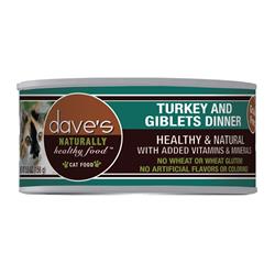 Daves Naturally Healthy Cat Food; Turkey and Giblets Dinner 5.5oz. (Case of 24)