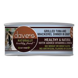 Dave's Naturally Healthy Cat Food, Tuna and Mackerel Dinner In Gravy 5.5oz. (Case of 24)