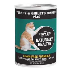 Dave's Naturally Healthy Cat Food; Turkey and Giblets Pate Dinner 13.2oz. (Case of 12)