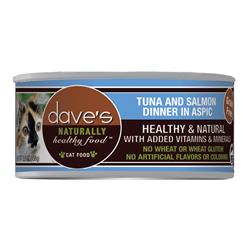 Dave's Naturally Healthy Cat Food; Tuna and Salmon Dinner In Aspic 5.5oz. (Case of 24)