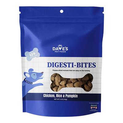 Dave'S Pet Food Dog Digesti-Bites Freeze-Dried Chicken Rice & Pumpkin 4Oz