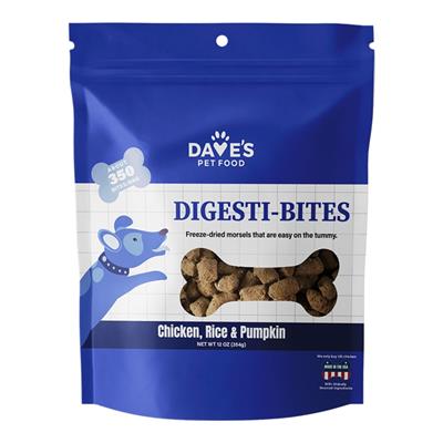 Dave's Pet Food Dog Digesti-Bites Freeze-Dried Chicken Rice & Pumpkin 12oz.