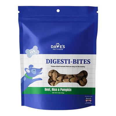 Dave's Pet Food Dog Digesti-Bites Freeze-Dried Beef Rice & Pumpkin 4oz.