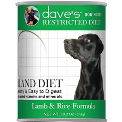 Dave's Dog Restricted Diet Bland  Lamb And Rice Formula 13oz. (Case of 12)