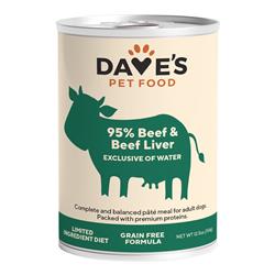 Dave's Pet Food Dog 95% Premium Meats Beef And Beef Liver 12.5oz. (Case of 12)