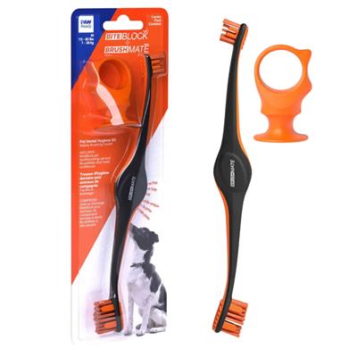 Orange Brushmate Premium Toothbrush with Biteblock Medium by Paw Ready