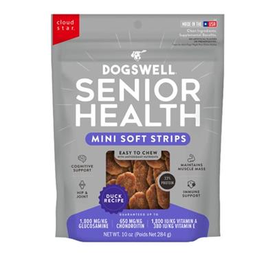 Dogswell Dog Lifestage Senior Treat Jerky Soft Strip Duck 10Oz