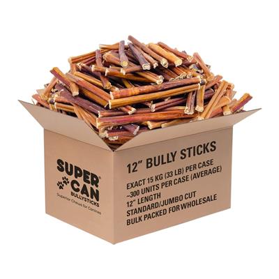 12” Standard/Jumbo Bully Stick – 15KG/33LB Box